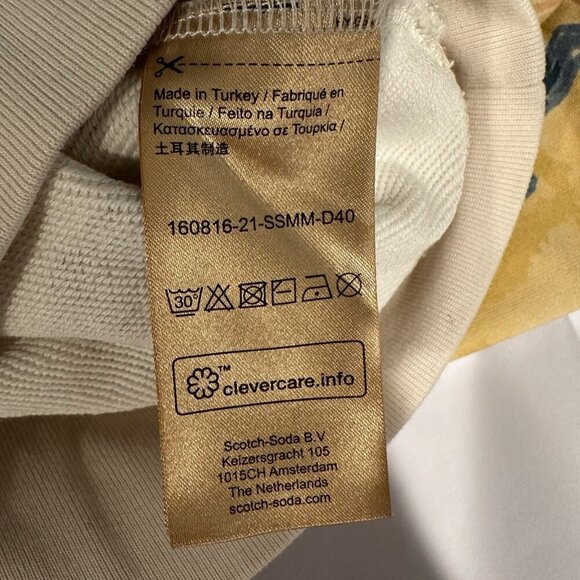 Scotch & Soda Sweatshirt Crewneck Beige Printed Tropical Palm Trees Large - Picture 15 of 15